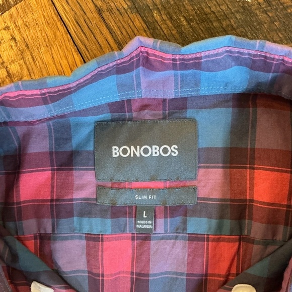 Bonobos Slim Fit Plaid Button-Down Shirt Men’s Large Check 100% Cotton - Picture 4 of 7
